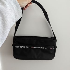 90s Ralph Lauren Polo Sports Black Nylon Shoulder Bag